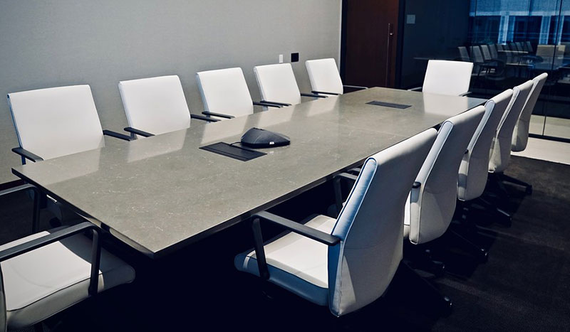 Cream-Marfil-Quartz-Table-Tops-Conference-Room