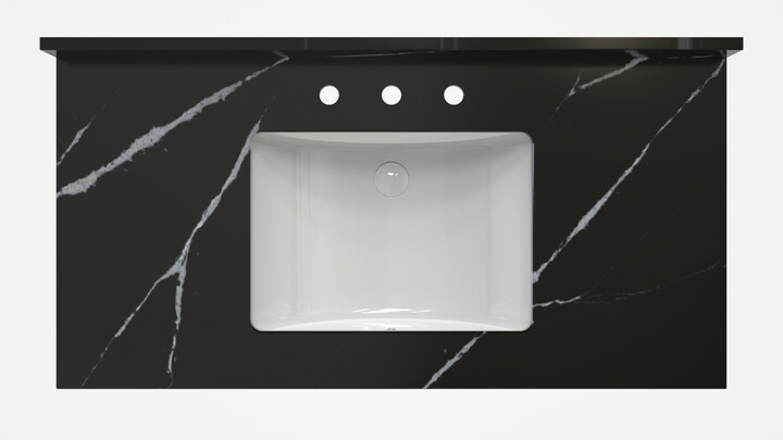 AQ722 Calacatta Black Quartz Vanity Top 43x22