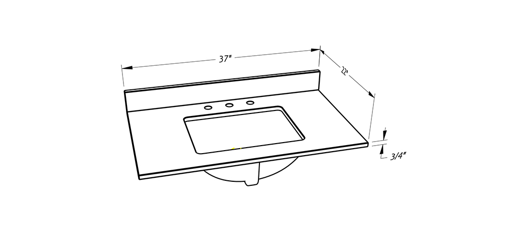 Quartz Vanity Top 37×22 T20mm Rec Sink