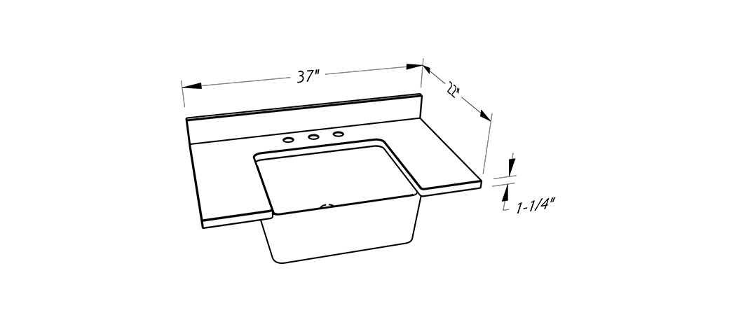 Quartz Vanity Top 37x22 T30mm Rec Art Sink