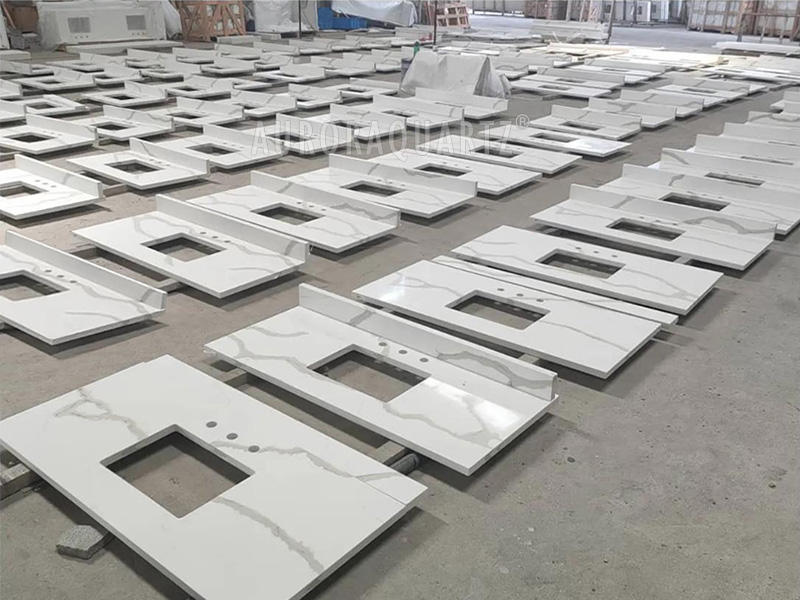 AQ629-Bianco-Venato-Aurora-Quartz-Vanity-Tops-for-Multifamily-Project